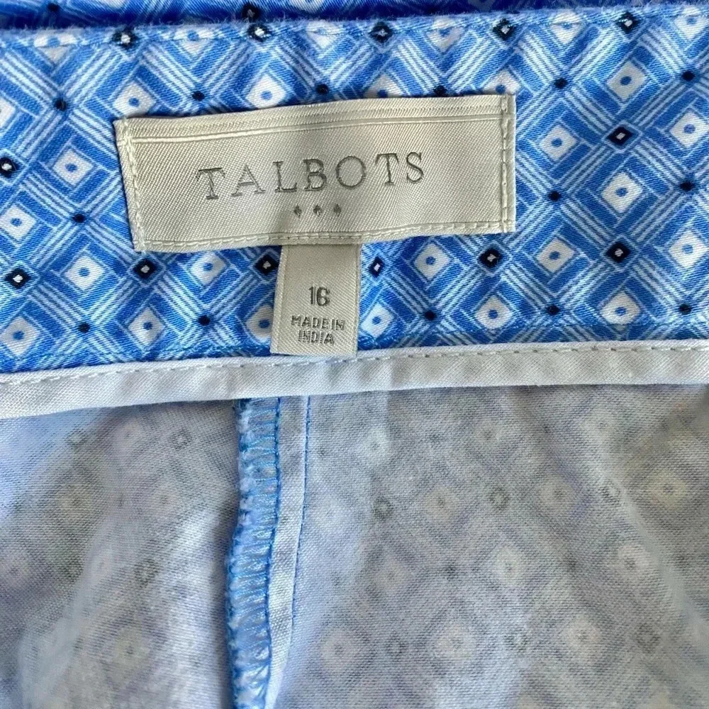 TALBOTS | PLUS SIZE HAMPSHIRE ANKLE DIAMOND PRINT PANTS  - CURVY FIT SIZE 16